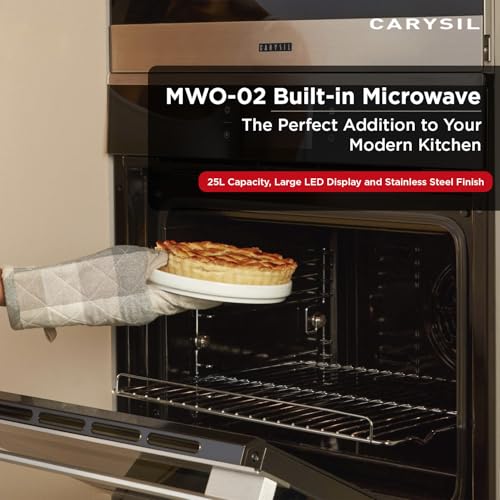 Image of Carysil Built-in Microwave MWO-02, 25L Capacity, Soft Button Control with LED Display, 10 Auto Cook Menu, Microwave, Grill, Convection, Defrost & Multi Stage Cooking, Stainless Steel Finish, Black