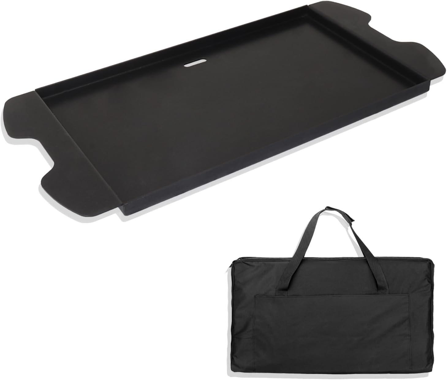 7034 Cast Iron Griddle Plate with Carry Bag for Weber Traveler Grills 9010001 9020001，Upgrade Flat Top Griddle Replacement Part for 9030001 9013001 9011701 Weber Traveler Portable Gas Grills,Black