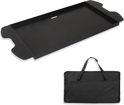 7034 Cast Iron Griddle Plate with Carry Bag for Weber Traveler Grills 9010001 9020001,Upgrade Flat Top Griddle Replacement Part for 9030001 9013001 9011701 Weber Traveler Portable Gas Grills,Black
