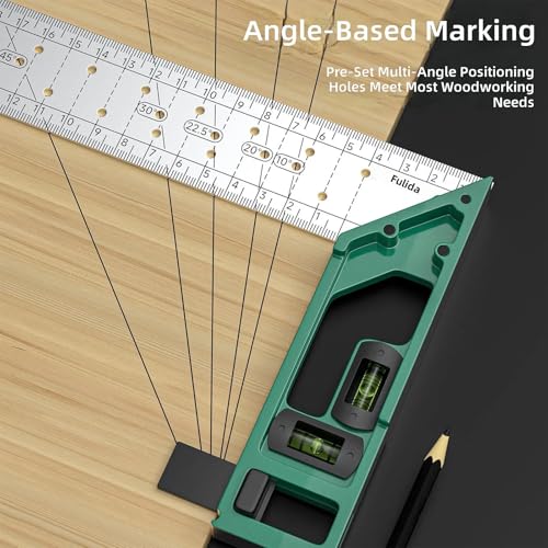 Règle multifonction en alliage d'aluminium durable pour menuiserie de précision