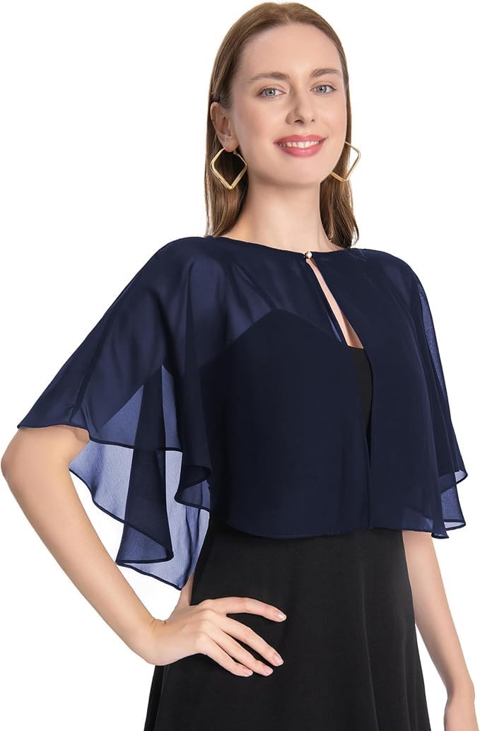 Women Soft Chiffon Shawls Wraps Shurg for Evening Wedding Capes Bolero Cover Up-picture-11