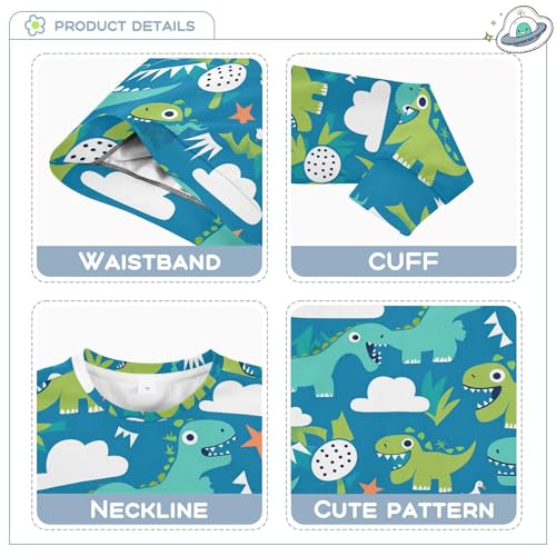 JUNZAN Blue Dino Little Kids Hooded Sweatshirt Long Sleeve Sweatshirt With Hoodie Sports 4T3