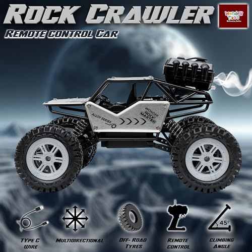 Image of Wonder Remote Control Rock Master /Crawler with Smoke, Monster Car for Kids Monster Truck Rock Climbing Car Toy for Kids (Silver)