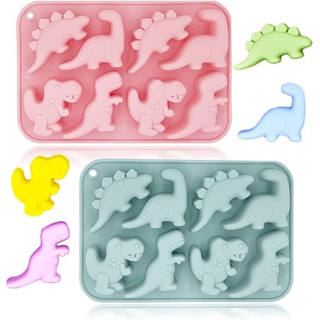 2-Pack Dinosaur Silicone Molds, Perfect for Chocolate, Pastry, Soap Crafting