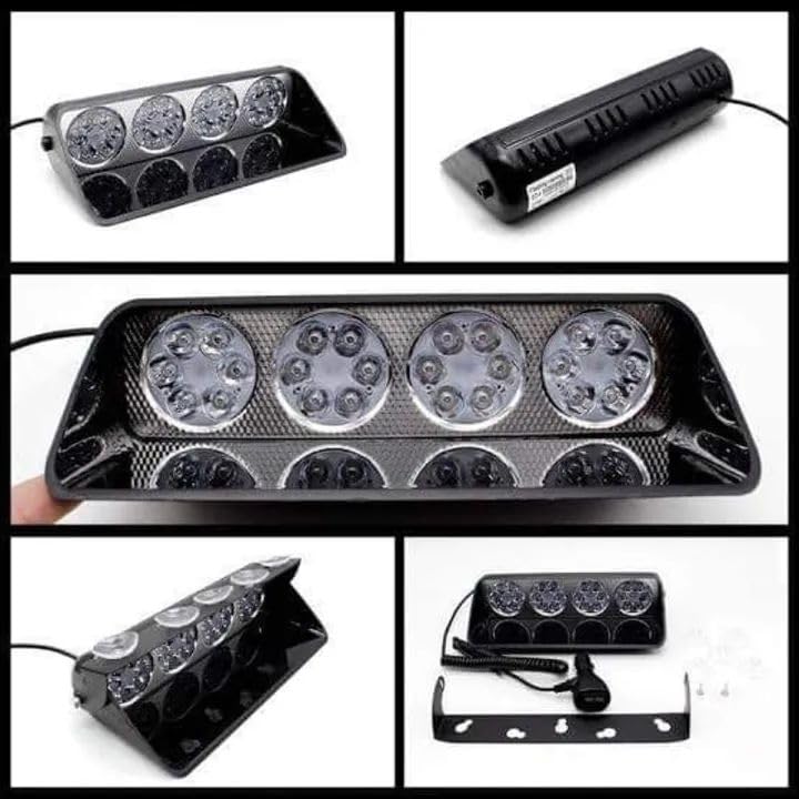 Image of AutoBizarre 12V Car Dash Emergency Warning Strobe Red Blue Flasher Windshield Sucker LED light With Multiple Flashing Modes For All Cars, Emergency Vehicles, etc. (16 LED Red Blue)