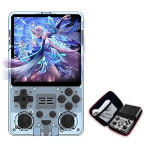 Retro Handheld Game Console, RTEletric 4-Inch IPS Screen, 5,000mAh Battery with 10-Hour Playtime, Multiplayer Compatible, Portable Gaming Console with Case, Supports HD and TV Output (Blue)