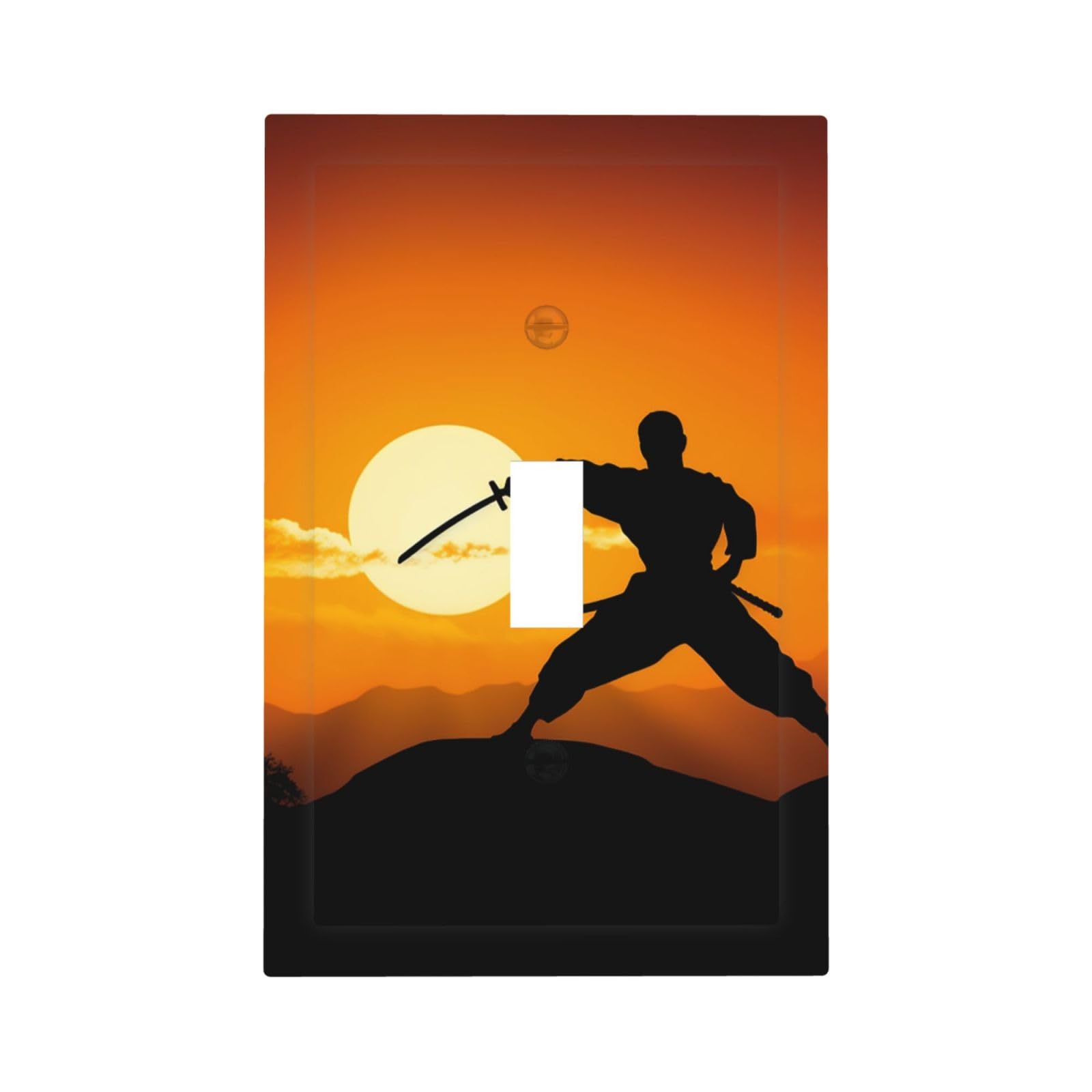 1-Gang Decorator Wall Plate Sun Karate Silhouette Light Switch Cover Single Gang Receptacle Outlet Wall Plate Mid Size 5" x 3" Wallplate Unbreakable Polycarbonate Outlet Faceplates Covers