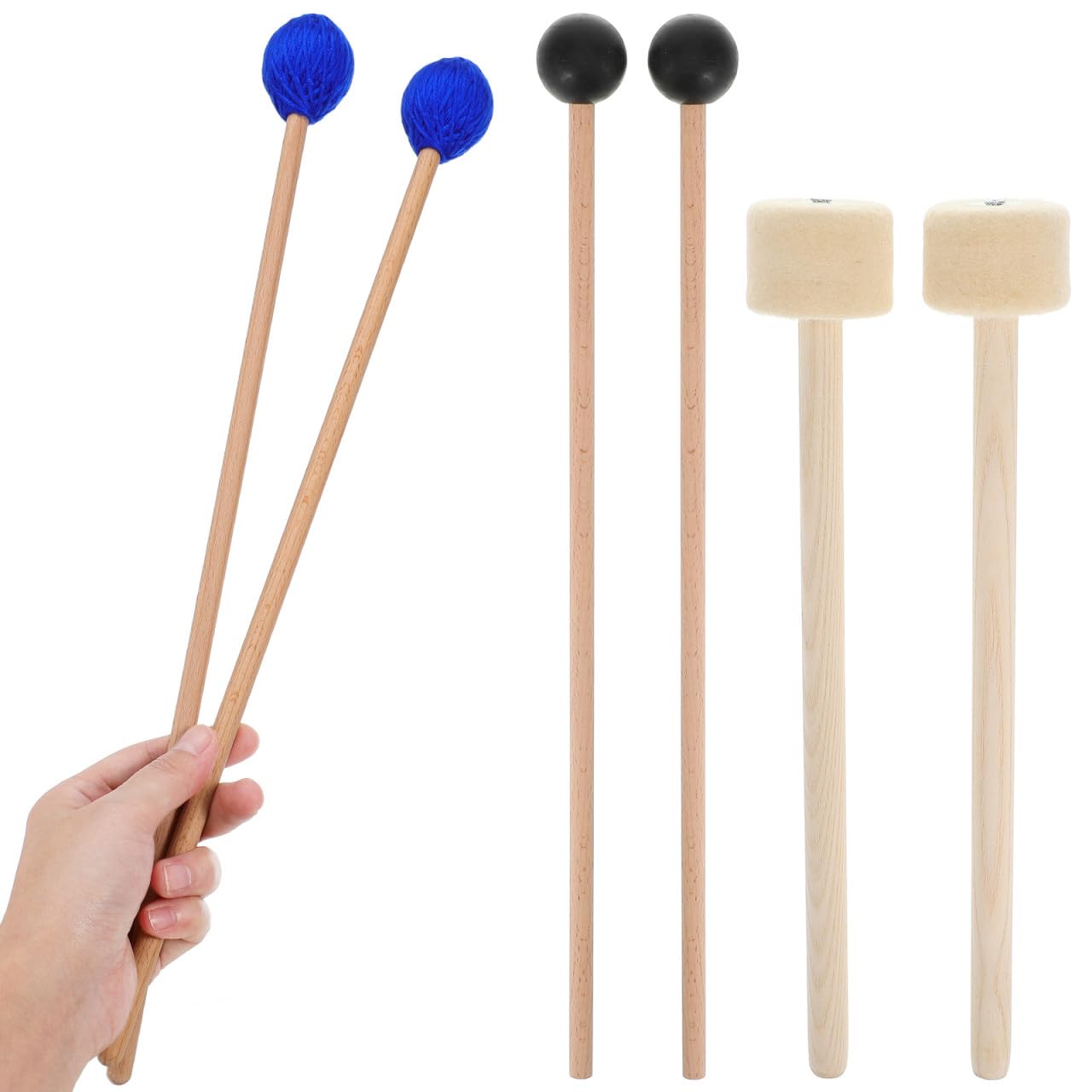 ifundom 6 Piezas de Baquetas de Fieltro de Madera para Percusión, Mazos Resistentes y Versátiles para Aprendizaje Musical y Presentaciones