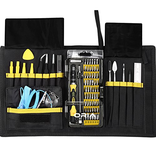 ORIA Screwdriver Set, Magnetic Driver Kit, Professional Repair Tool Kit, 76 in 1 Screwdriver Kit with Portable Bag, Flexible Shaft for iPhone 8, 8 Plus, Cellphone, Game Console,Tablet, Yellow