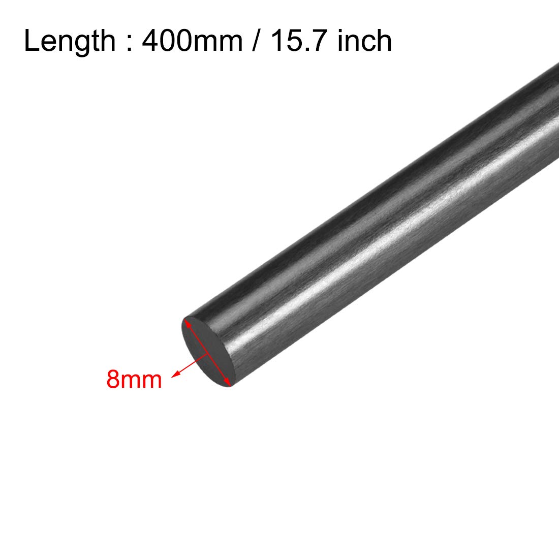 PATIKIL 8mm x 400mm Carbonio Fibra Asta per RC Aeroplano Matte Asta US, 2pz
