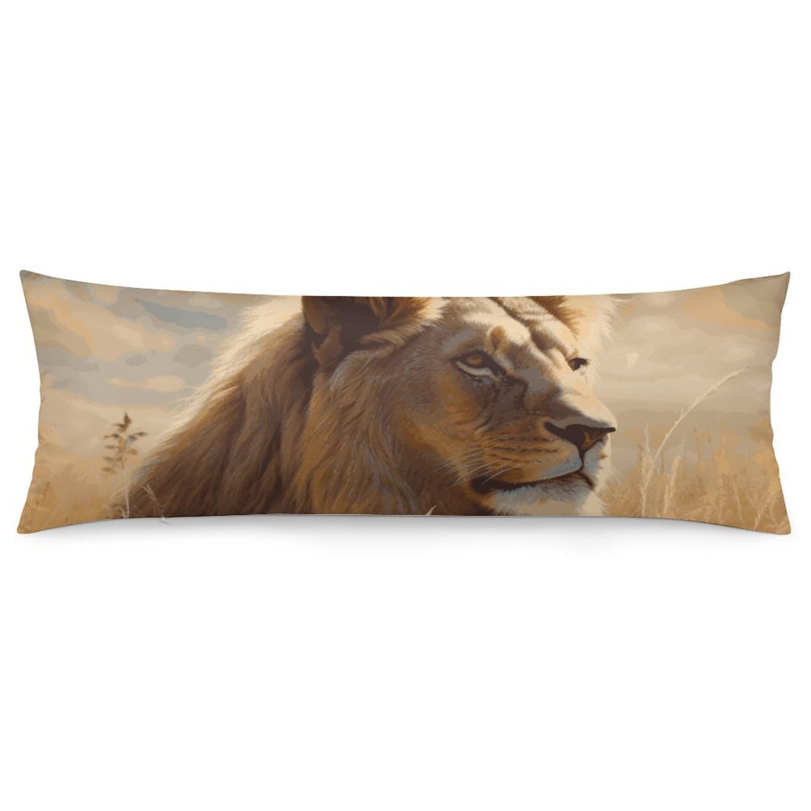2 Pack Pillow Cases for Hair and Skin, Soft Breathable Pillow Case Covers with Hidden Zipper, Prairie Lion Pillowcase 20"x54" Pillow Covers for Sleeping Gift