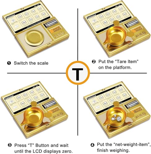 Image of Cason Milligram Pocket Scale, 50g /0.001g Portable Mini Weighing Machine - Best Gold Weighing Machine, Digital Pocket Weight Machine for Jewellery, Powder, Medicine with Tare & Calibration Weight(Gold)