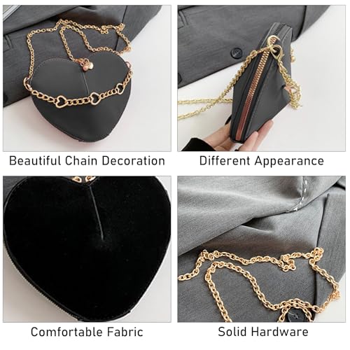 Evening Bag for Women, Silver Purse Heart Shaped Purse Crossbody Bags Shoulder Handbag for Formal4