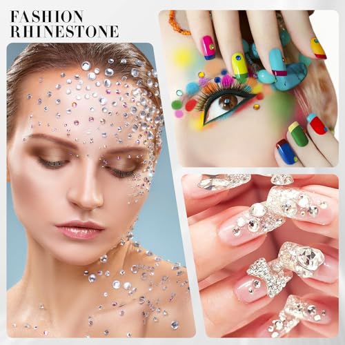 Image of Novani Crystal AB Rhinestones 1440pcs Flat Back Round Rhinestone Style 2088 Sparkly Crystal Gemstones for Nail Art and Crafting SS20,4.6-4.8mm