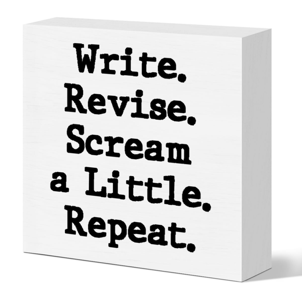 Writer Gift for Women Men, Author Novelist Typewriter Gift Writing Lover Journalist Christmas Birthday Gift, Writer Home Office Farmhouse Desk Decor Wooden Sign, Write Revise Scream A Little Repeat