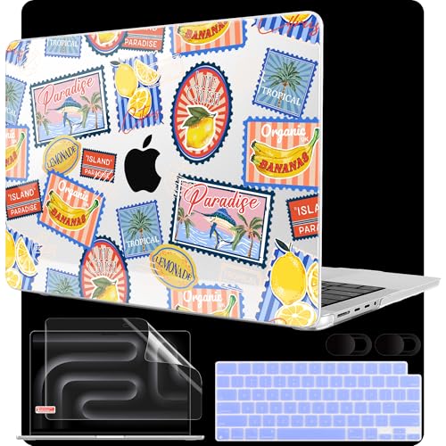 Image of MEEgoodo Case for MacBook Pro 14 inch (M5 /M4 /M3 /M2 /M1) Pro /Max 2026 2025 2024 2023 2021, Laptop Case Fit Model A3427 /A3426 /A3434 /A3112 /A3401 /A3185 /A2918 /A2992 /A2779 /A2442, Retro Tropical Pattern