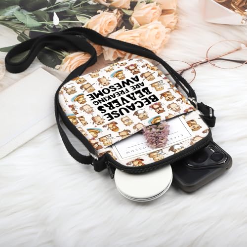 POFULL Beaver Gift Beavers Theme Inspirational Gift Animal Lovers Gift Because Beaver Are Freaking Awesome Crossbody Bag3