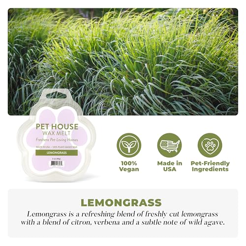 Image of One Fur All Pet House Spring and Summer Wax Melts for Pet Odor, Natural, Plant Based Soy Wax Melts, Long Lasting Fragrance for Fresh Smelling Homes, Lemongrass