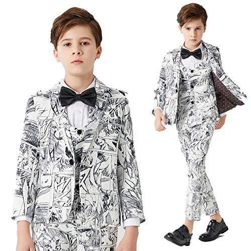 HBODHBGS Traje de niño para Boda de niño Trajes de bebé Traje Estampado de Estilo de Dibujos Animados para niños White 12T Cover