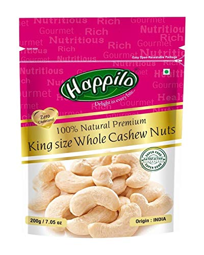 Image of Happilo 100% Natural Premium Californian Almonds, 200g + Happilo 100% Premium King Size Whole Cashewnuts, 200g (Pack of 2)