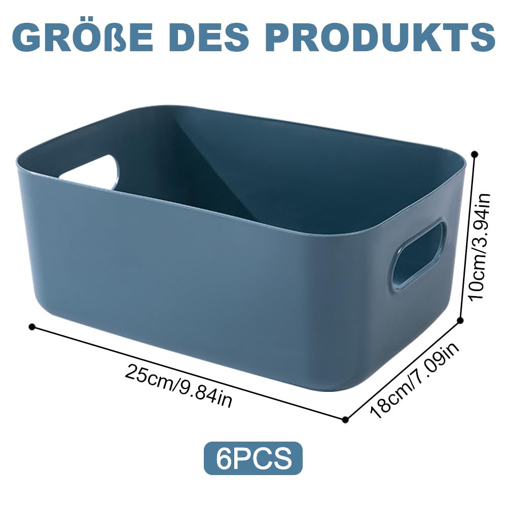 Wintfarm Lot De 6 Boîtes De Rangement En Plastique Avec Poignée Pour étagères, Tiroirs, Armoire à Linge, Organisateur De Cuisine (25 X 16,5 X 10 Cm