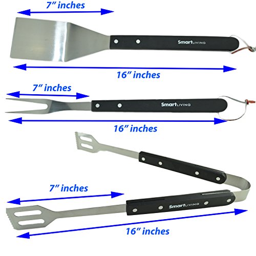 Set de 3 utensilios para parrilla de acero inoxidable miniatura 2