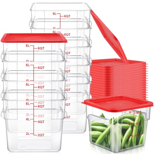Image of Ziliny 10 Sets 6 Qt Dough Proofing Container with Lid, Red