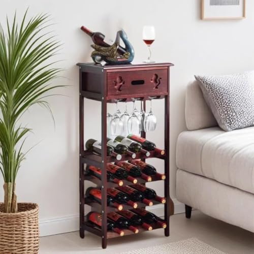 Soporte para 16 botellas madera burdeos 47x30x100cm miniatura 3