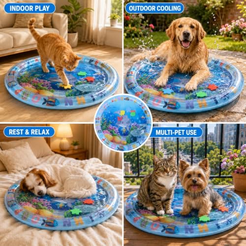 Image of Cat Water Cooling Mat 65cm Sensory Play Pad for Cats & Dogs