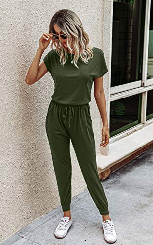 image for Angashion Women's Jumpsuits - Crewneck One Off Shoulder Short Sleeve E