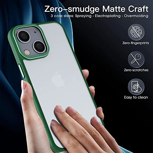 Image of Vaku Luxos Trans Armor for iPhone 14 Plus Cover Case, 6 Feet Drop, Metal Ring Camera Protection, Shockproof, Scratch Resistant, Slim, Compatible with iPhone 14 Plus Back Cover - Green