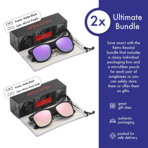 Image of Retro Rewind Polarized Sunglasses for Women Men - UV400 Classic Square Vintage Shades Trendy Unisex Sun Glasses