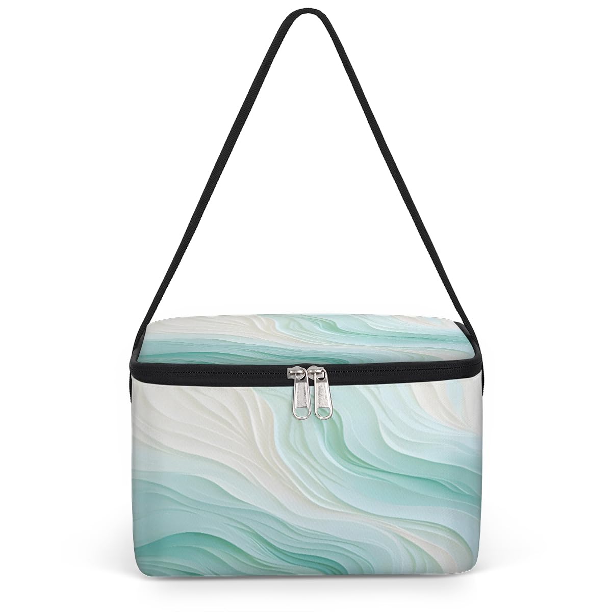 GzLeyigou Blue Gradient Lunch Bags for Women Men 9 Cans, Hot & Cold Food Delivery Bag Insulated Grocery Bag Insulated Lunch Box Watercolor Texture Cooler Bag for Office Work Picnic Beach