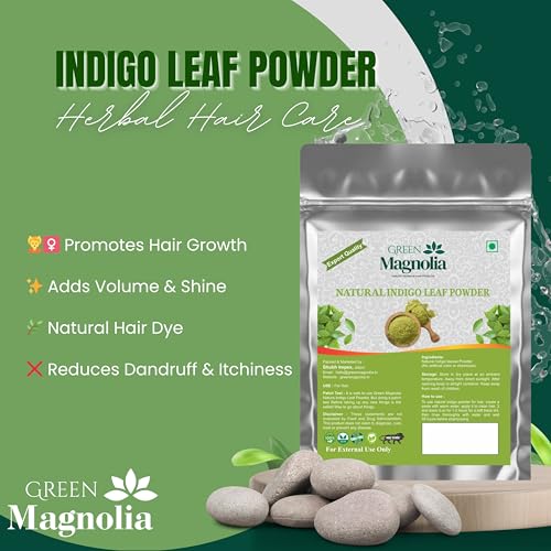 Image of Natural Indigo Leaf Powder for Hair Pure & Chemical-Free Herbal Hair Color & Care Powder Supports Natural Dark Shade & Healthy Hair (50gm)