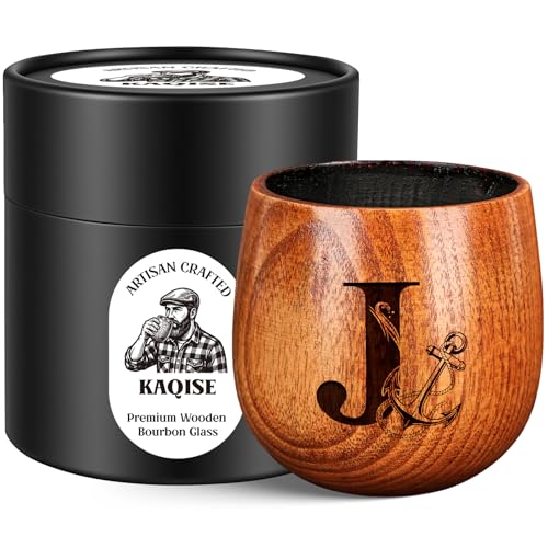KAQISE Verre Whiskey Bois Brûlé Personnalisé 10oz, Gravé Monogramme