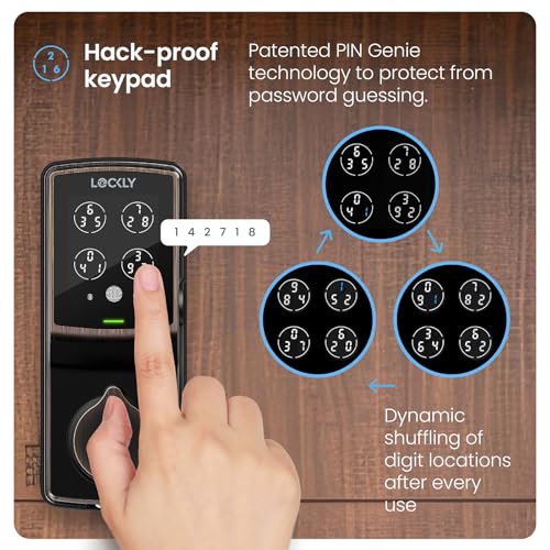 Image of Lockly Secure Pro Bluetooth Smart Door Lock, Keyless Entry with PIN Genie Digital Keypad, 3D Biometric Fingerprint Sensor Front Door Lock Deadbolt, Voice Control & Auto Lock - Deadbolt Edition
