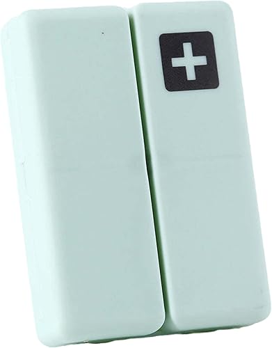 Organizador diario de píldoras, 7 compartimentos, pastillero portátil, organizador de píldoras de viaje, pastillero de diseño plegable (verde)