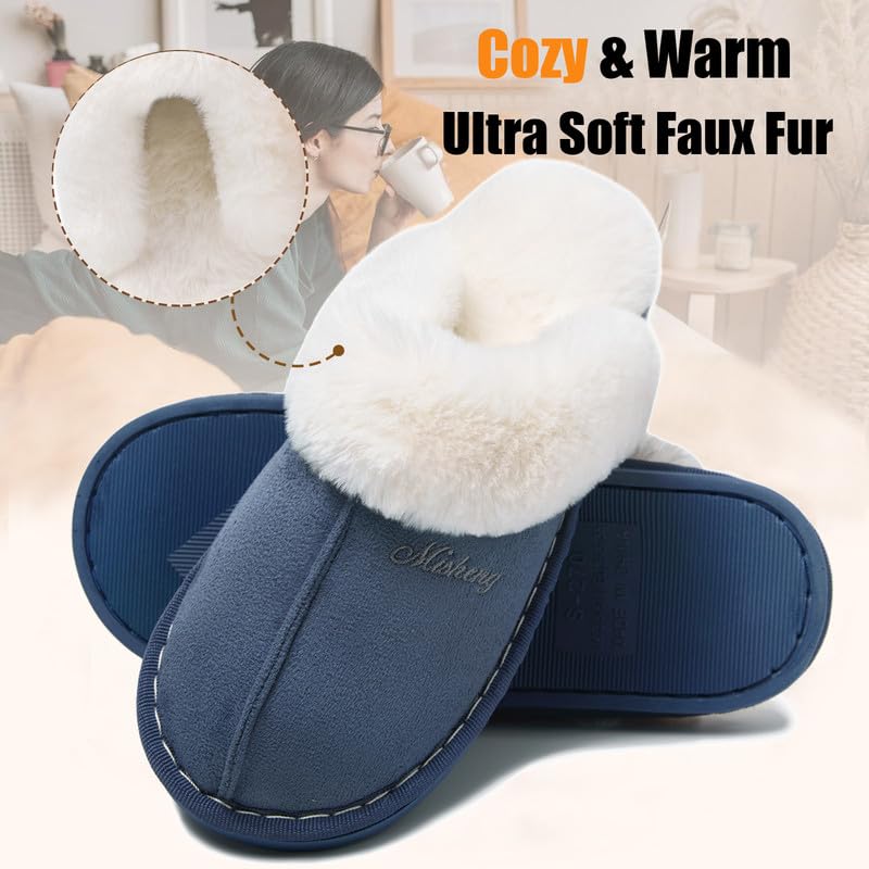 Misolin Pantofole Scamosciate da Donna Uomo Invernali Interne Ciabatte Casa Morbida Autunno Inverno Memoria Schiuma Pavimento Indoor Outdoor