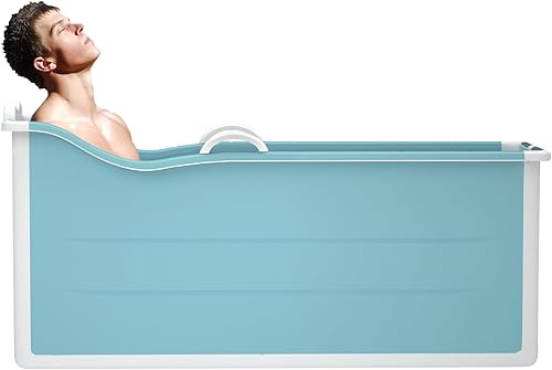 Miniatura 6 de Bañera de hielo portátil de gran tamaño para niños pequeños, adolescentes, gemelos, mascotas y adultos pequeños, plegable, bañera de hidromasaje