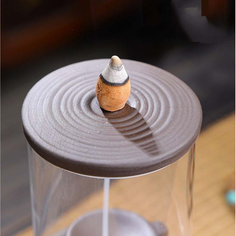 Quemador De Incienso Quemador de Incienso de reflujo Creativo, aromaterapia Retro, decoración del hogar y Oficina con Cubierta acrílica Accesorios De Meditación