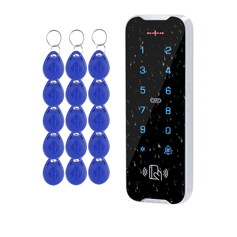 Black Kumu Ip68 Waterproof Access Control Keypad 125Khz Plastic Keyboard + 10Pcs Em4100 Keyfobs For Home/Office (S50)