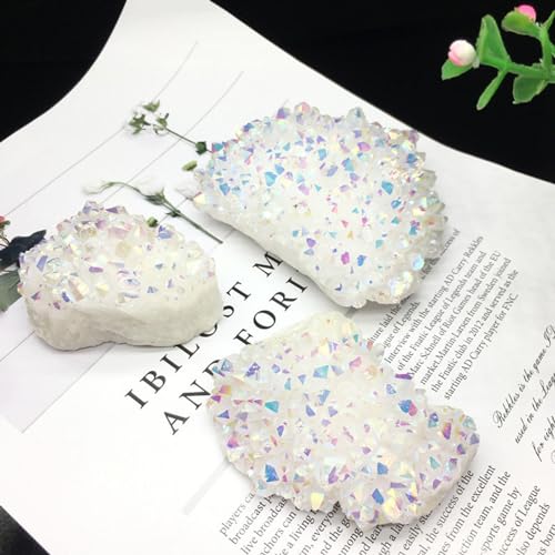 Cristal de roche blanc en cluster titane, cadeau idéal géode quartz