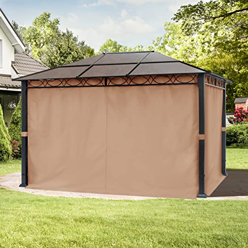 Tuinpaviljoen 3x4 m hardtop dak waterdicht aluminium deluxe paviljoen met 4 zijwanden partytent taupe - Afbeelding 4