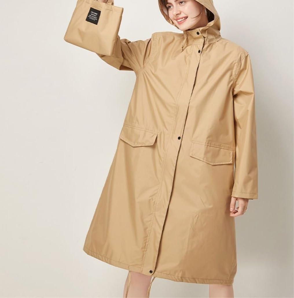 Antipioggia Impermeabile da Donna Cappotto Antipioggia Lungo da Uomo Cappotto Impermeabile Poncho Impermeabile Giapponese Impermeabile(Bruin,XL)