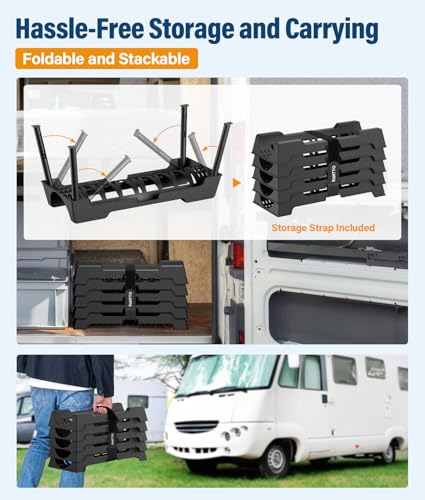 Image of PAHTTO RV Sewer Hose Support, 10FT Heavy-Duty Camper Waste Hose Holder with 5 Foldable Sections, Adjustable & Stable Waste Drainage Support with Strap, Stackable & Weather-Resistant (Patent Pending)