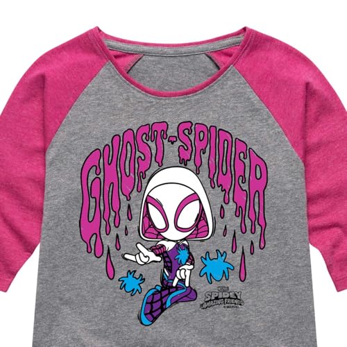 Marvel Spider-Man and His Amazing Friends - Doodle Ghost Spider - Toddler and Youth Girls Shirt Tail Raglan3