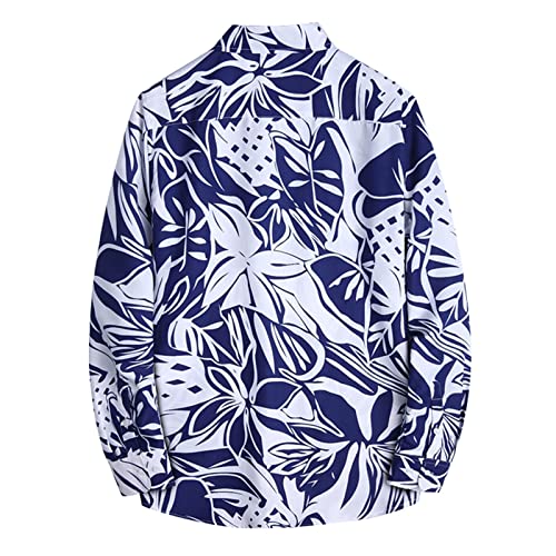 Boys Sweatshirts Hoodies Men's Long Sleeve Hawaiian Shirts Floral Printed Shirts Button Down Cotton Linen Tropical Holiday Beach Shirts(C- Purple,3X-Large) #TOP2