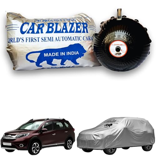 Image of CARBLAZER Portable & Semi-Automatic Full Body Car Covers: Heavy Duty Device| Anti-Theft| Dust & Scratch Proof | Water & Wind Resistant|Custom Fit| Dual-Side Cover, Compatible for Honda Br-v