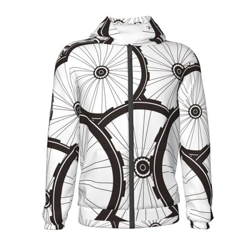 Bicycle Wheel Pattern Kids Pullover Hoodies Boys Zip Up Sweatshirts Girls Athletic Clothes with Pocket2