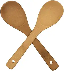 Kit Colheres De Bambu Para Cozinha 2 Peças 23x6cm Sofisticação E Elegância